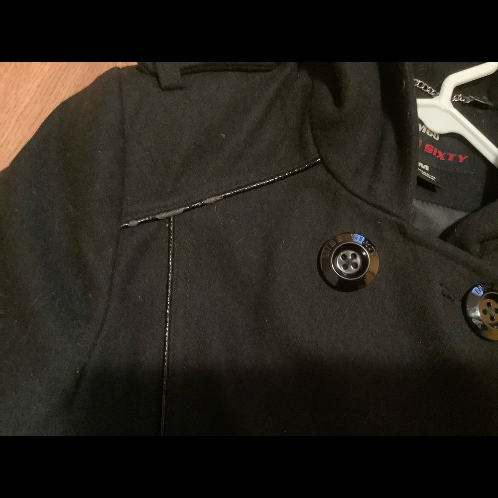 Miss sixty black wool academia jacket coat medium button down belted mid length - Picture 5 of 5